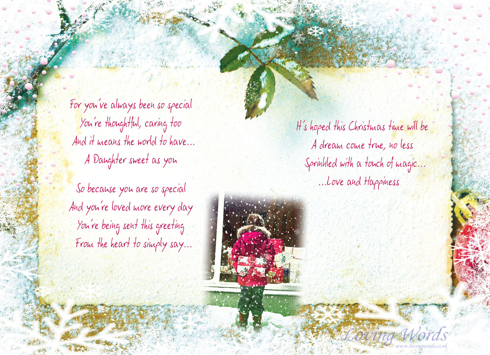 To a Special Daughter at Christmas | Greeting Cards by Loving Words