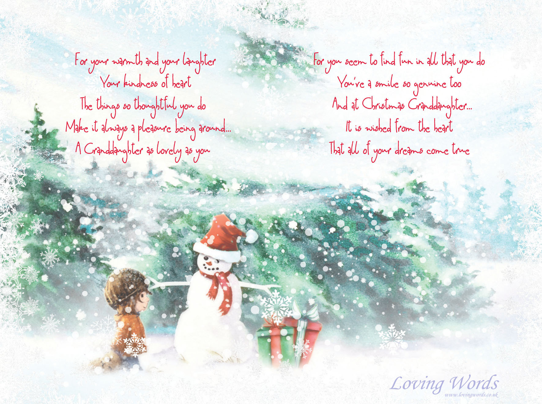 With Love Granddaughter at Christmas | Greeting Cards by Loving Words