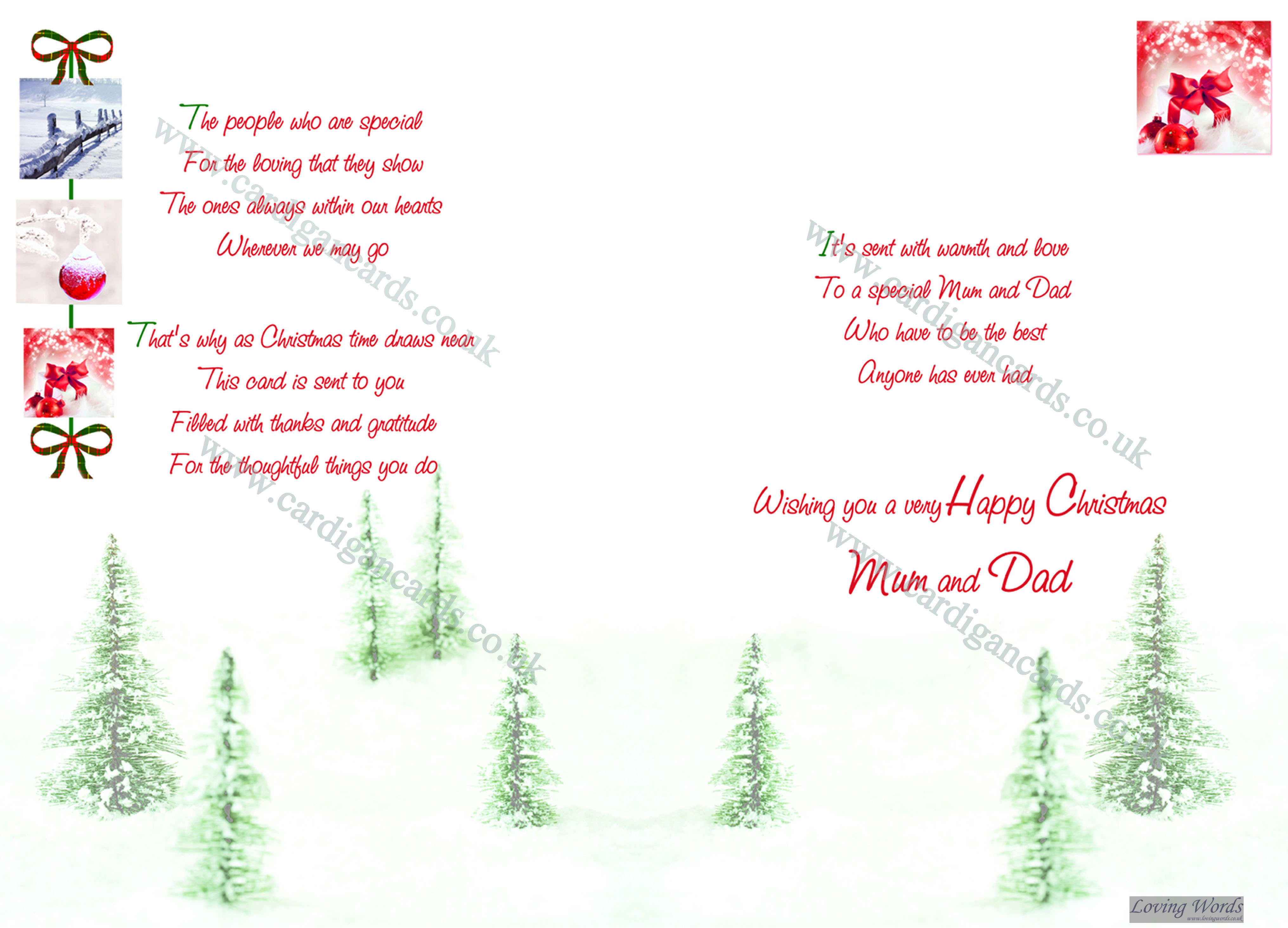 Mum &amp; Dad at Christmas | Greeting Cards by Loving Words