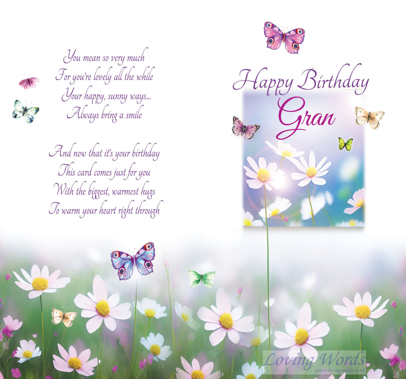 Gran with love on your Birthday | Greeting Cards by Loving Words