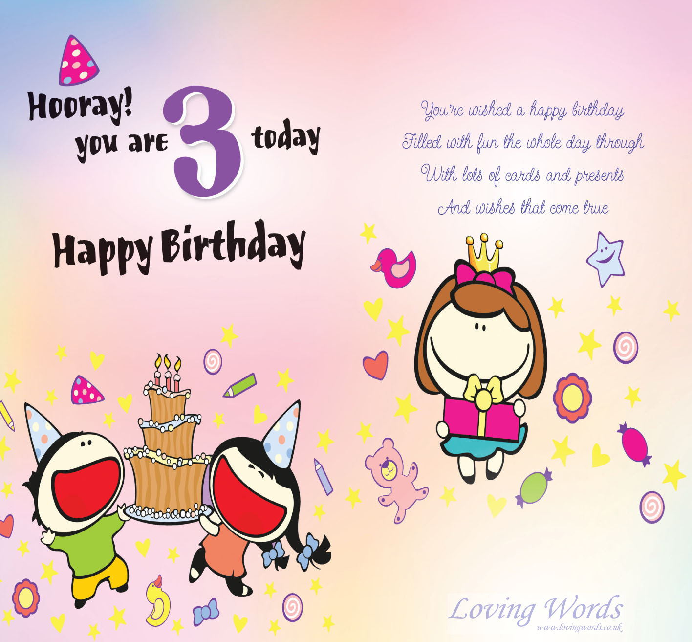 3rd Birthday Girl Greeting Cards By Loving Words