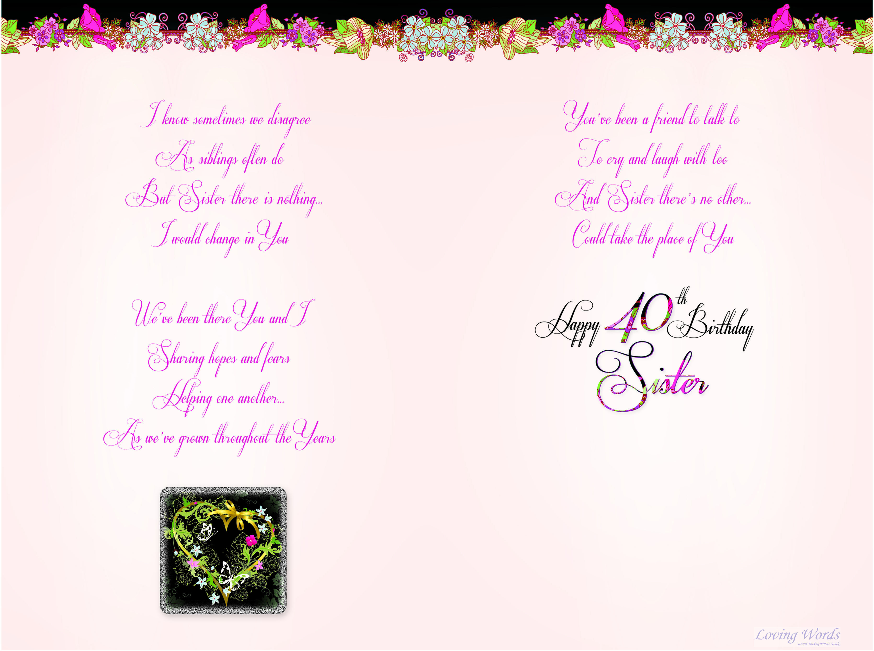 Sister 40th Birthday | Greeting Cards by Loving Words