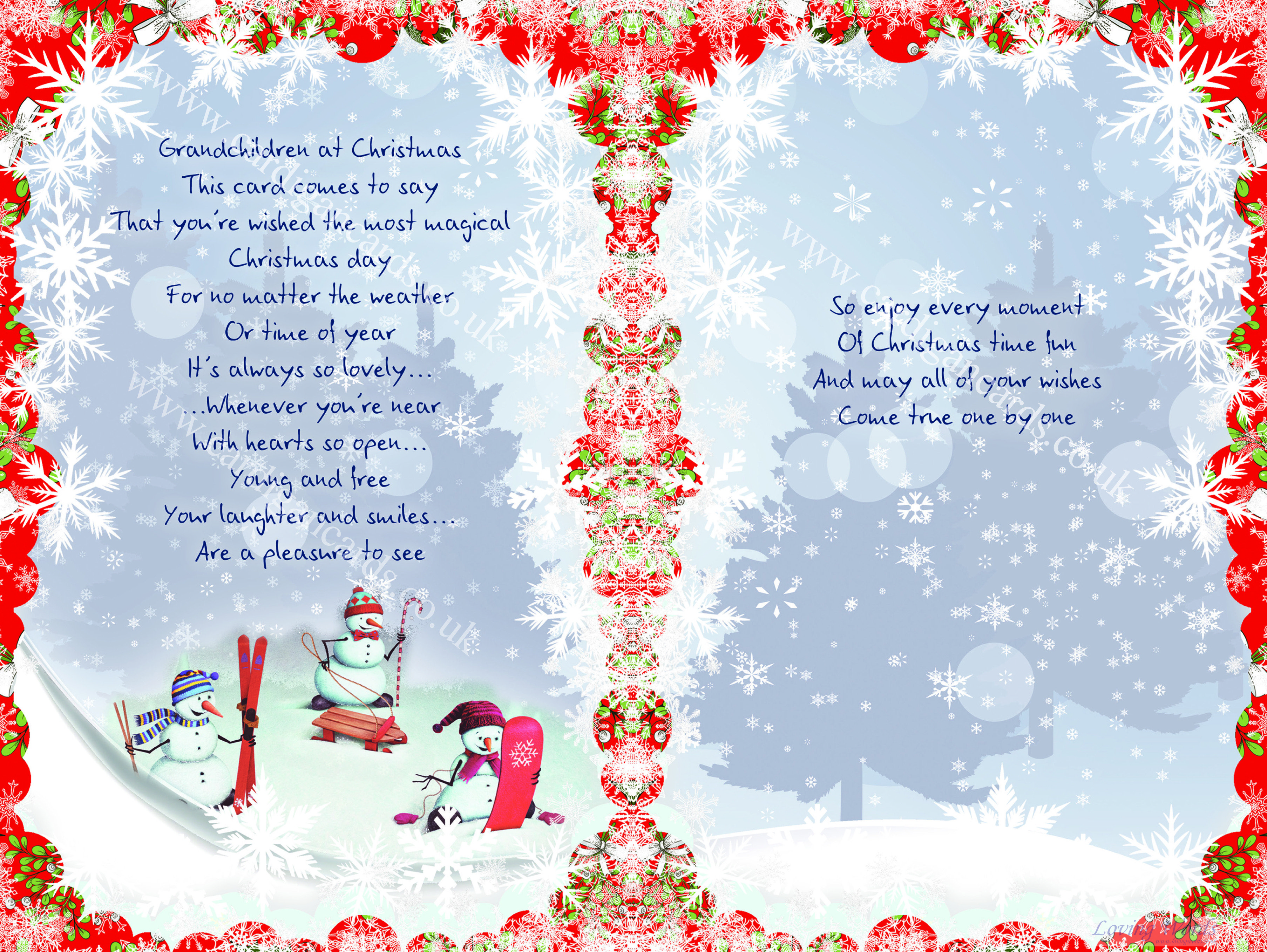 Magical Christmas Grandchildren  Greeting Cards by Loving Words