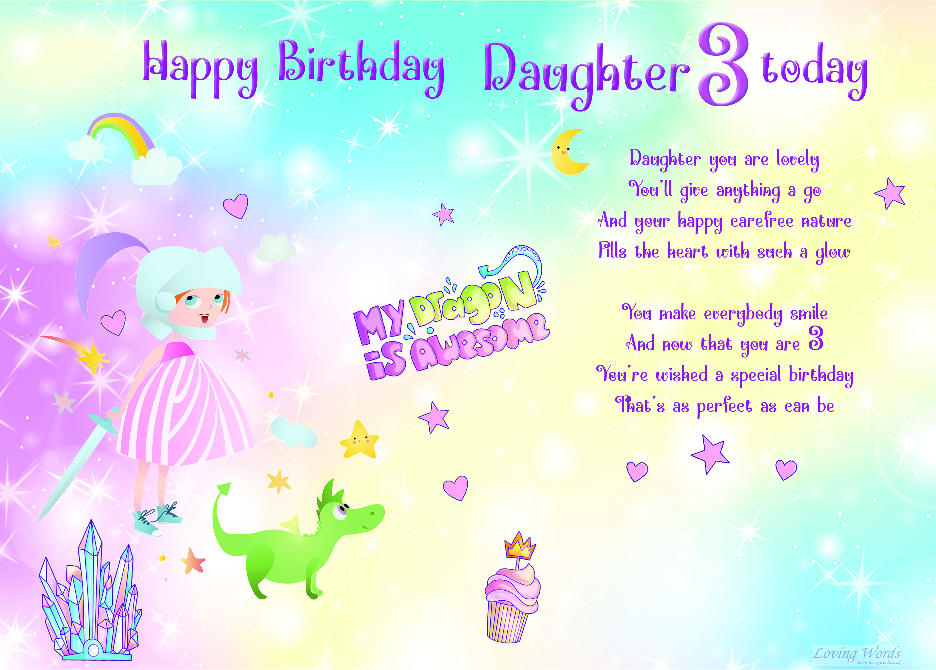 For an amazing Daughter who is 3 today | Greeting Cards by Loving Words