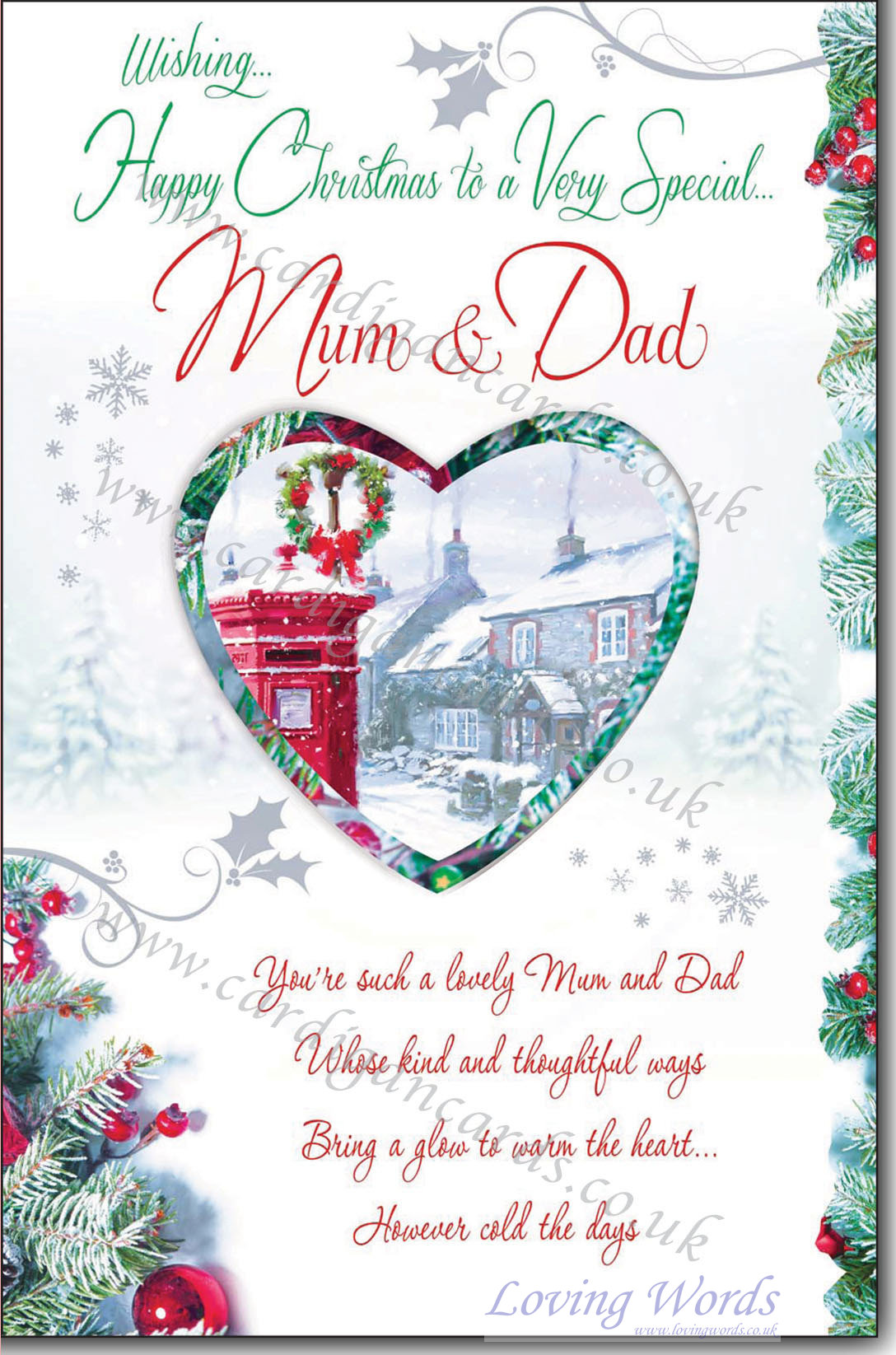 Happy Christmas Mum Dad Greeting Cards By Loving Words