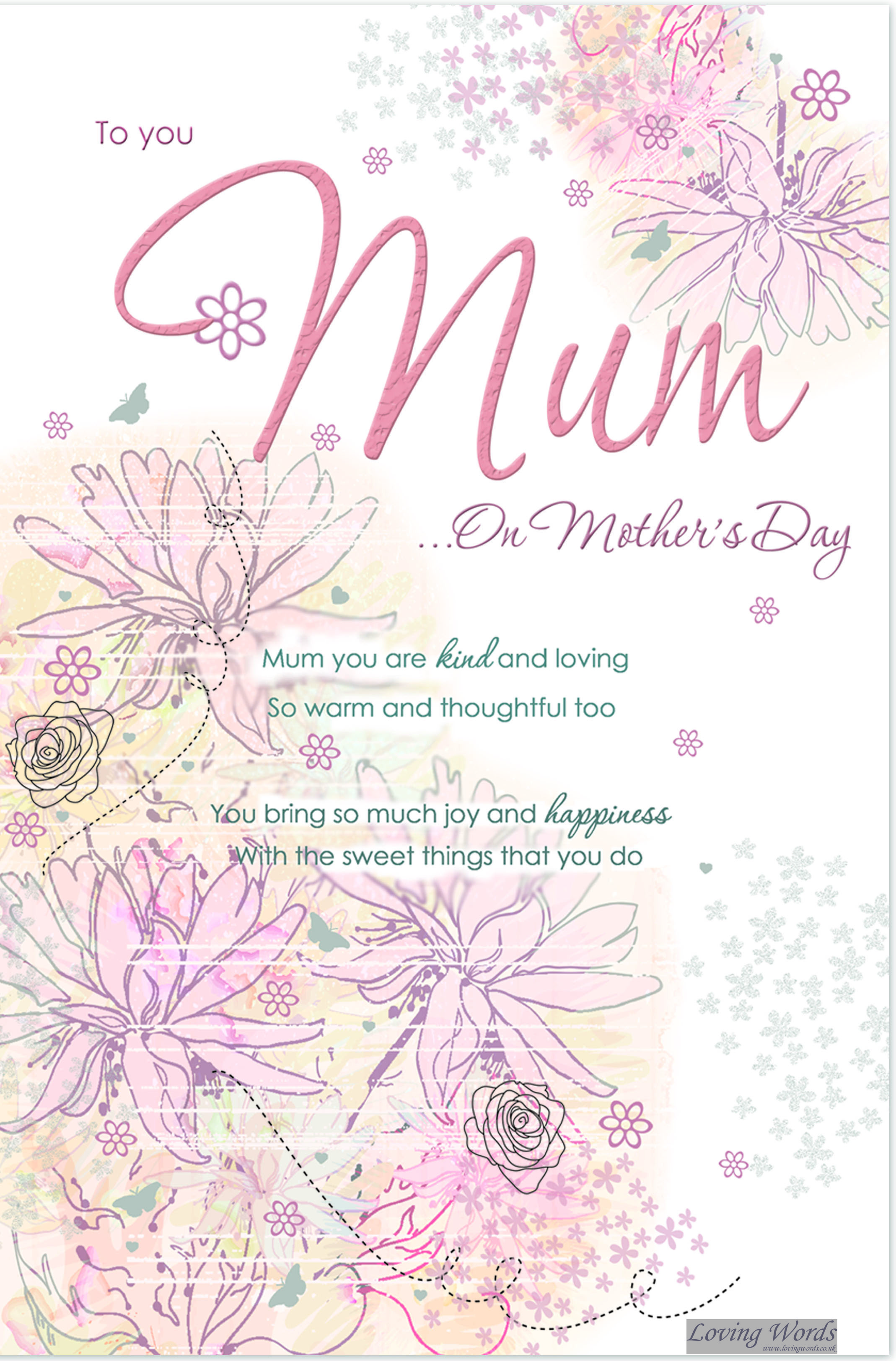 To you Mum on Mother's Day | Greeting Cards by Loving Words