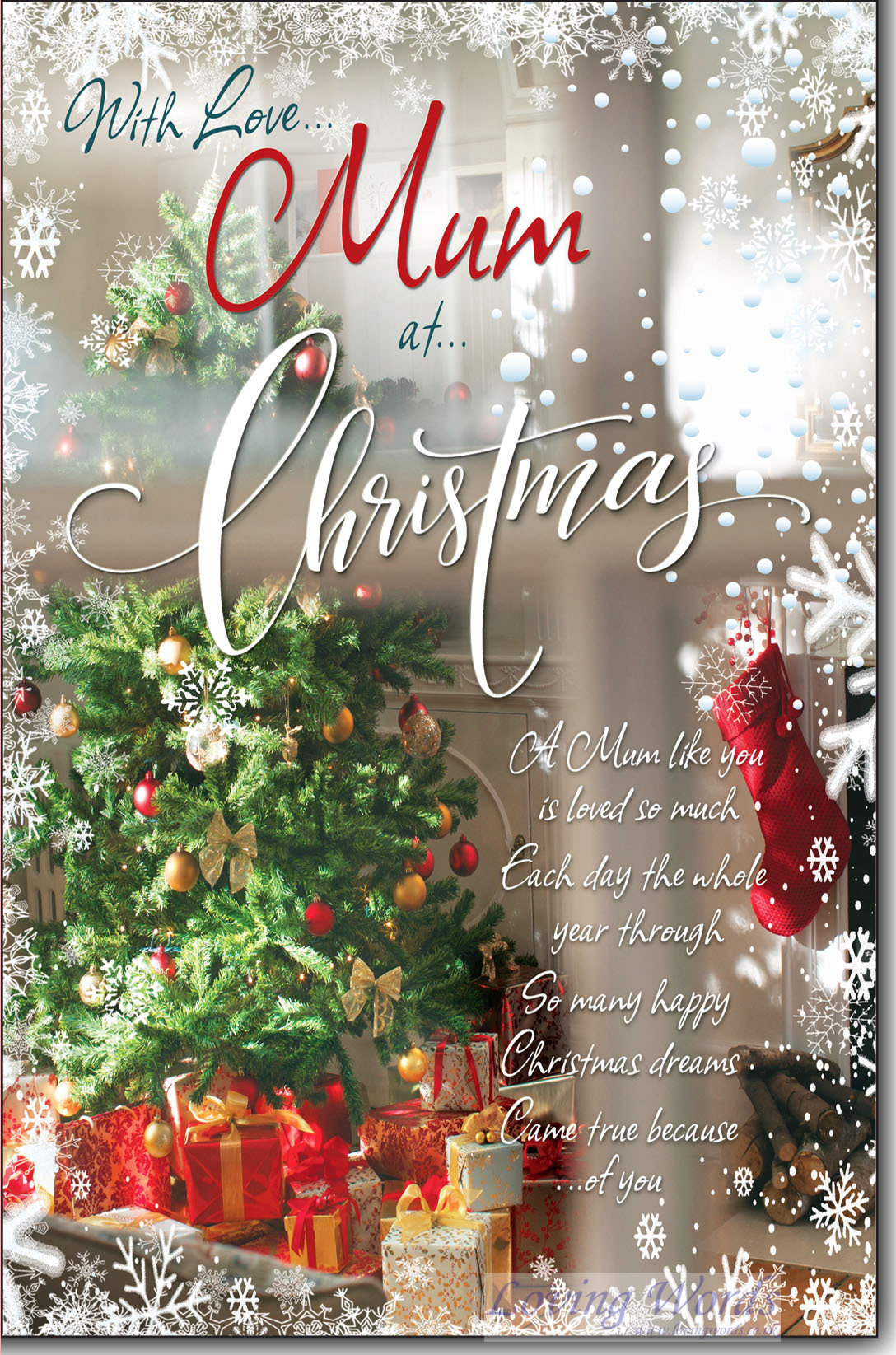 With Love Mum & Christmas  Greeting Cards by Loving Words