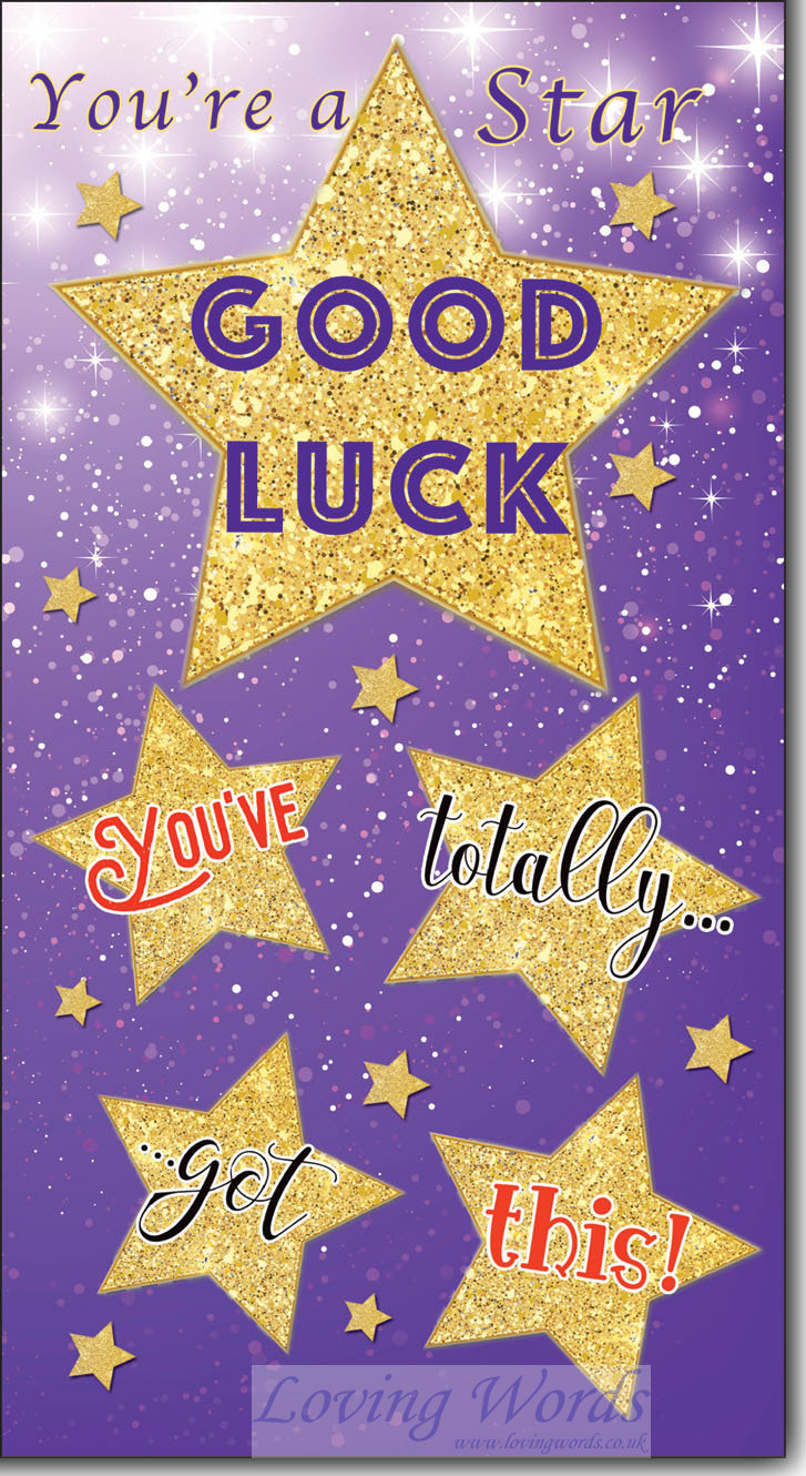 Good Luck  Greeting Cards by Loving Words