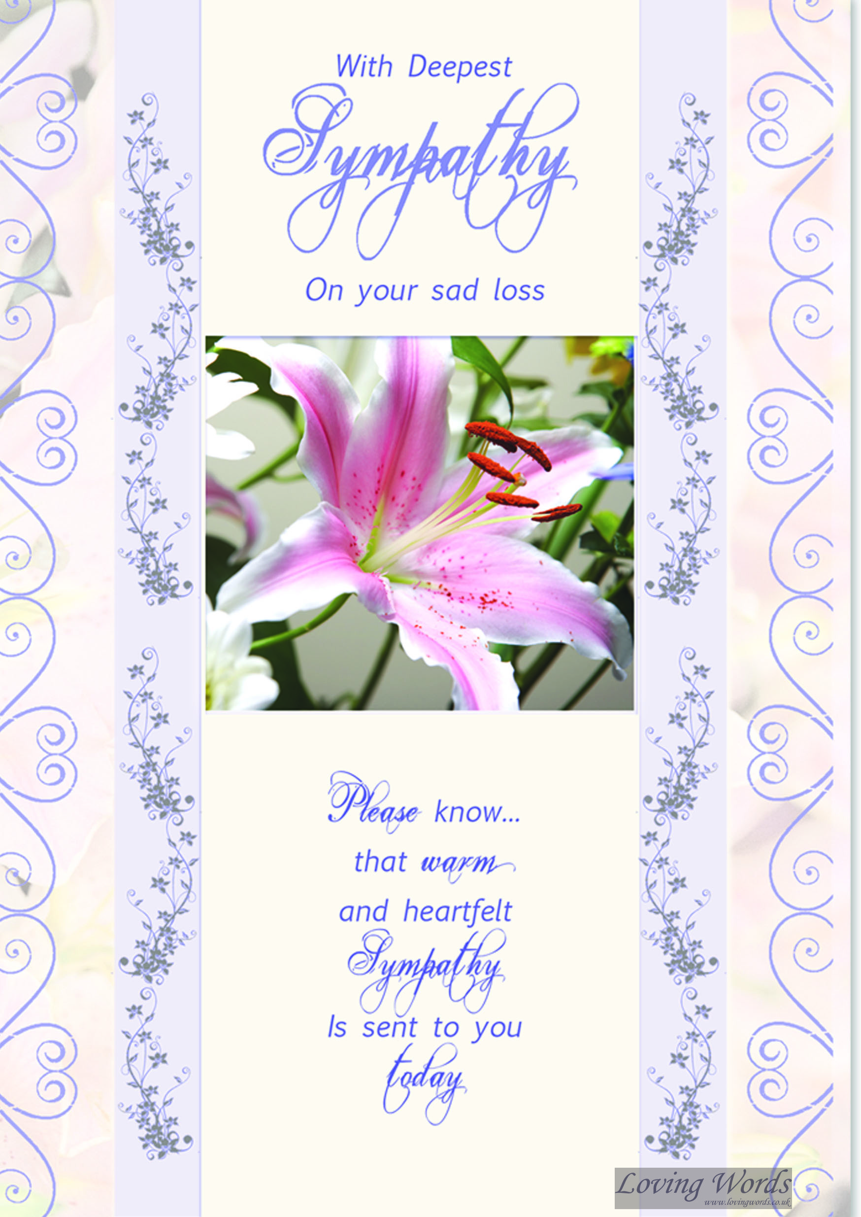 with deepest sympathy on your sad loss greeting cards by loving words