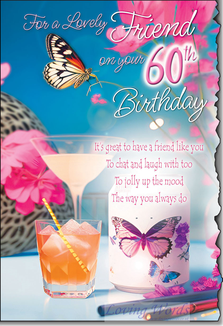 Lovely Friend 60th Birthday Greeting Cards by Loving Words
